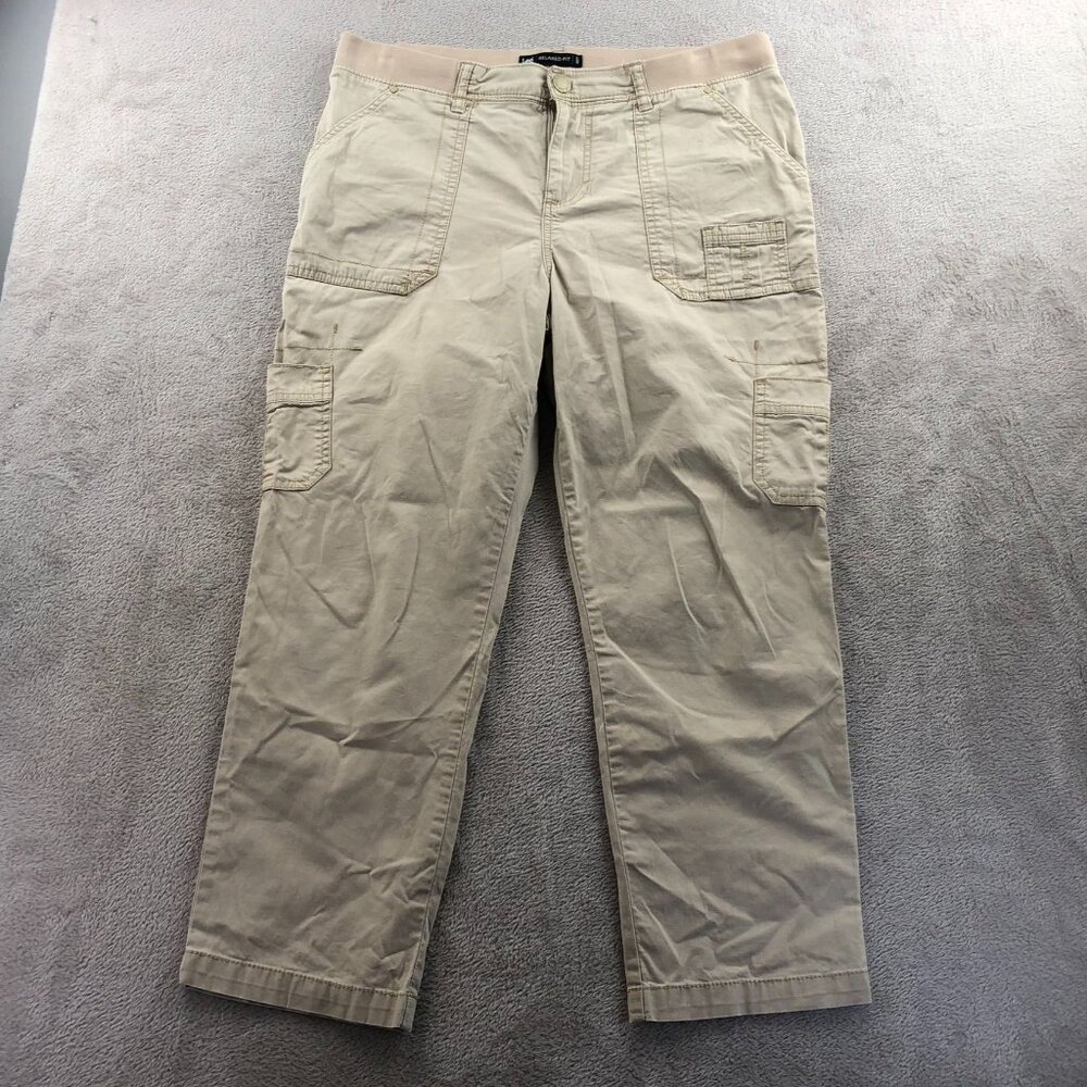 Lee Womens Cargo Pants Size 10M Relaxed Fit Beige Straight Leg Elastic Waist Tan - Picture 15 of 16